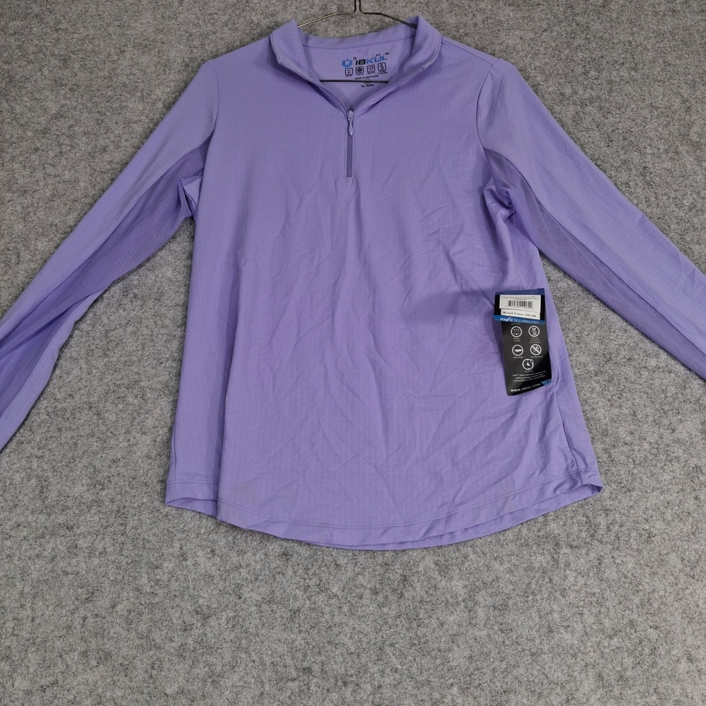 IBKÜL Zip Mock Neck Women Small Lavender IceFil UPF 50 Long Sleeve Top 80000